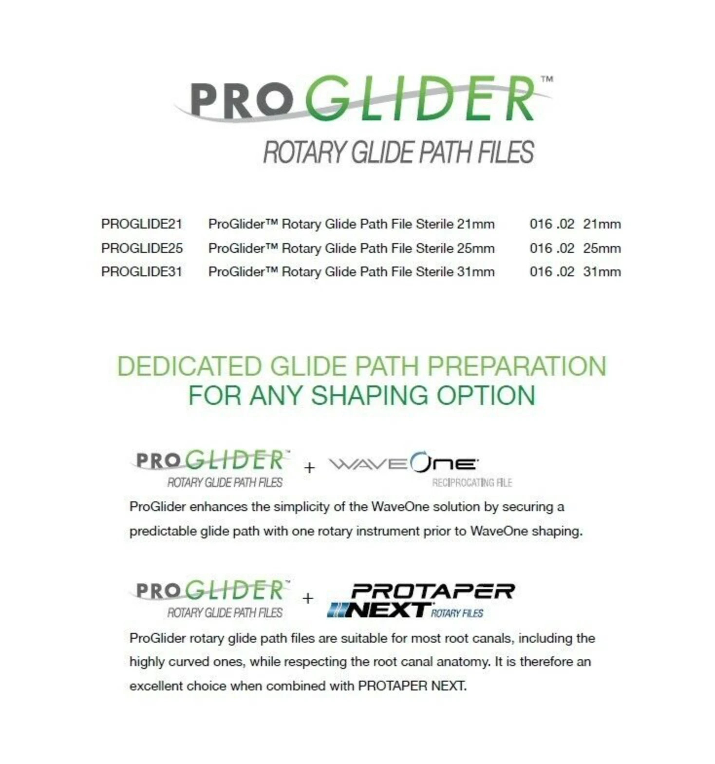 ProGlider Dentsply Rotary Glide Path Files Endodontic Pack Of 3 File 21/25/31MM