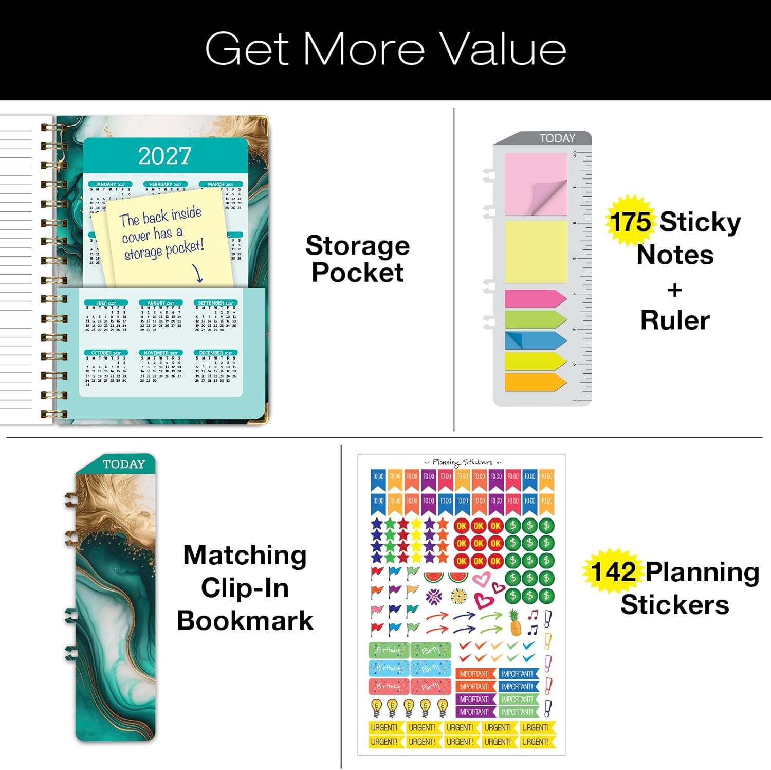 HARDCOVER 2026 Planner, 7″x9″: 14 Months (November 2025 – December 2026), Daily