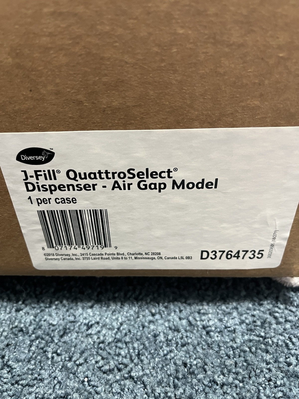 Diversey J-Fill Quattro Select Dispenser – Air Gap Model (D3764735) New In Box