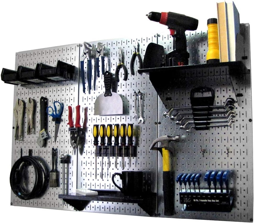 Pegboard Organizer 4 ft. Metal Pegboard Standard Tool Storage Kit with Galvan…