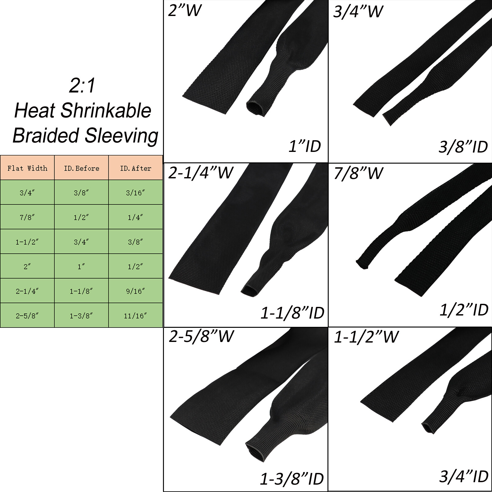 Heat Shrink Braided Sleeve Fabric Tubing- fit Irregular Shape Hose/Cable
