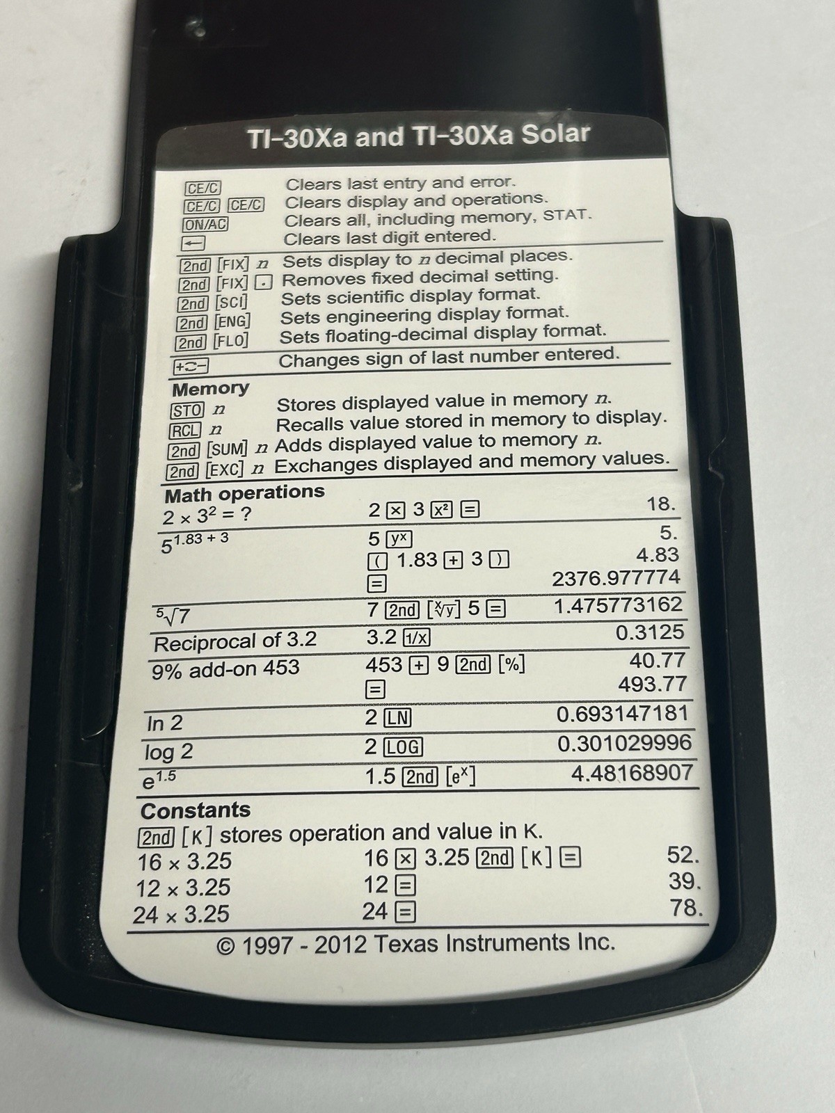 Texas Instruments TI-30Xa Scientific Calculator, 10-Digit LCD, One-Line Display