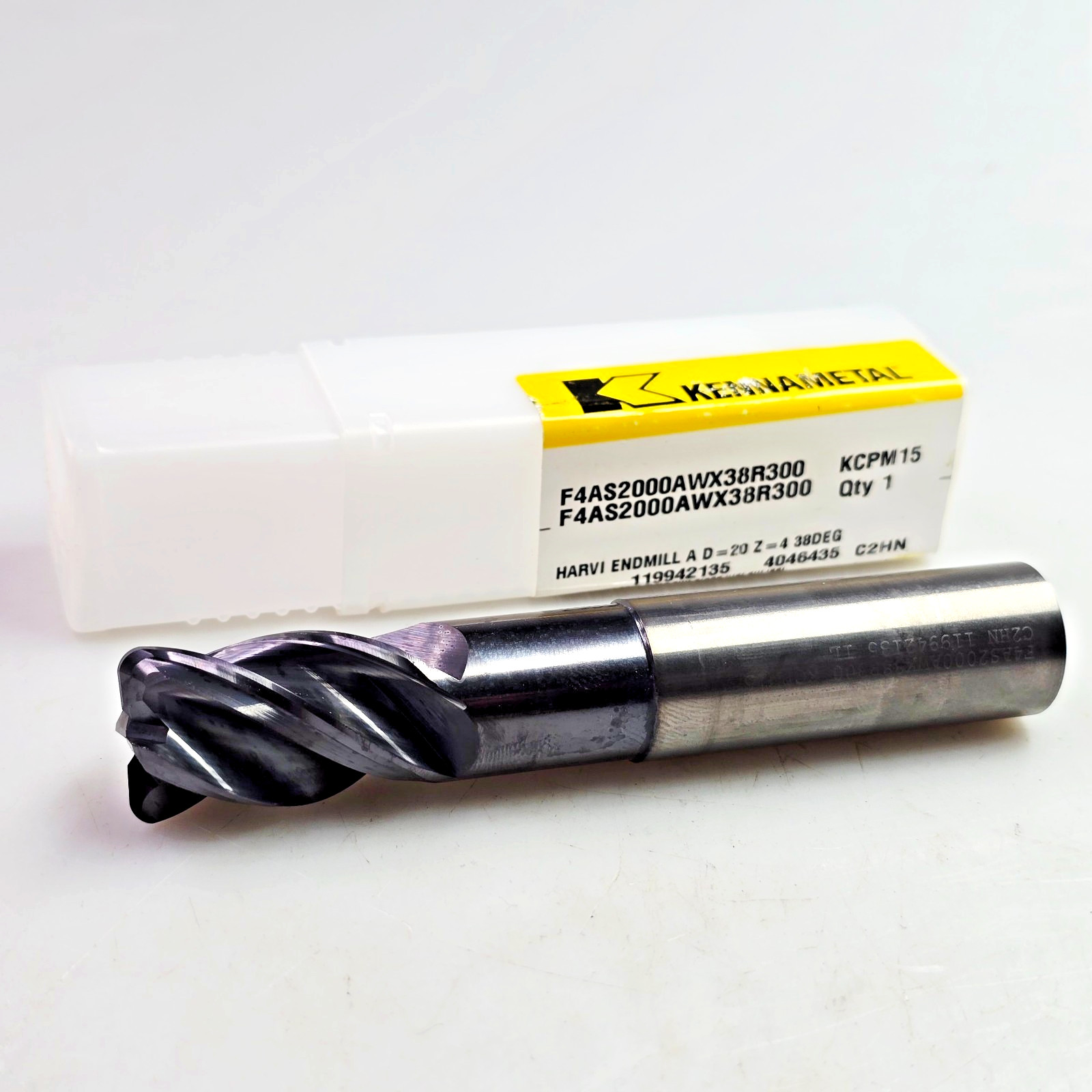 Kennametal 20mm x 20 x 30 x 115 R3 Carbide End Mill F4AS2000AWX38R300 0.7874″