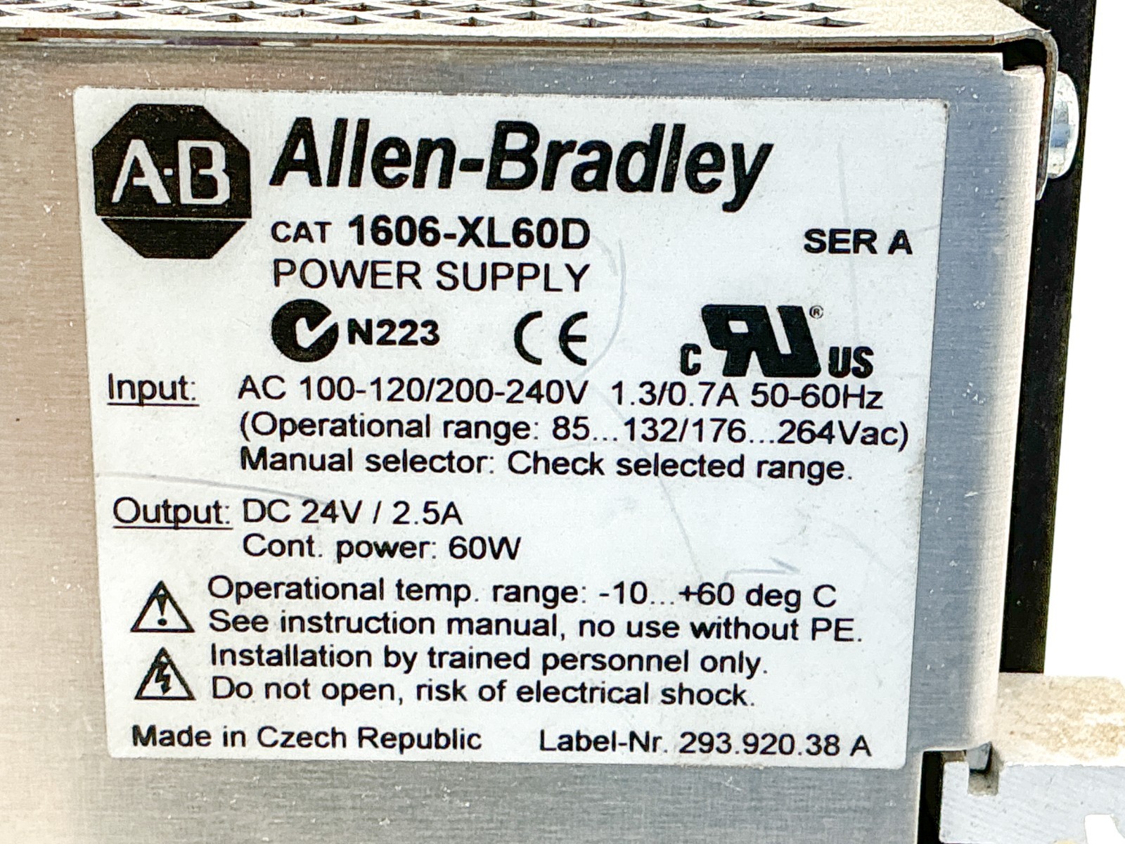Allen Bradley 1606-XL60D Power Supply 24VDC 60W 50/60 Ser.A