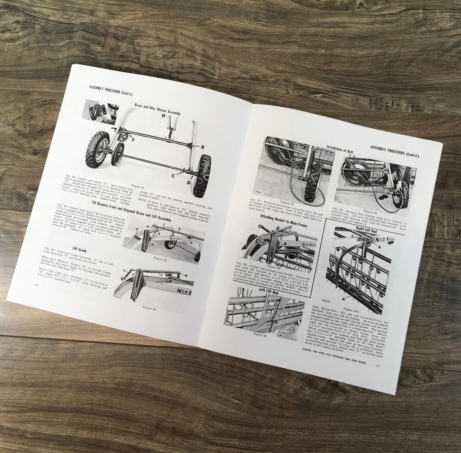 New Idea 402 5 Bar 403 4 Bar Parallel Side Rake Operators Owners Manual