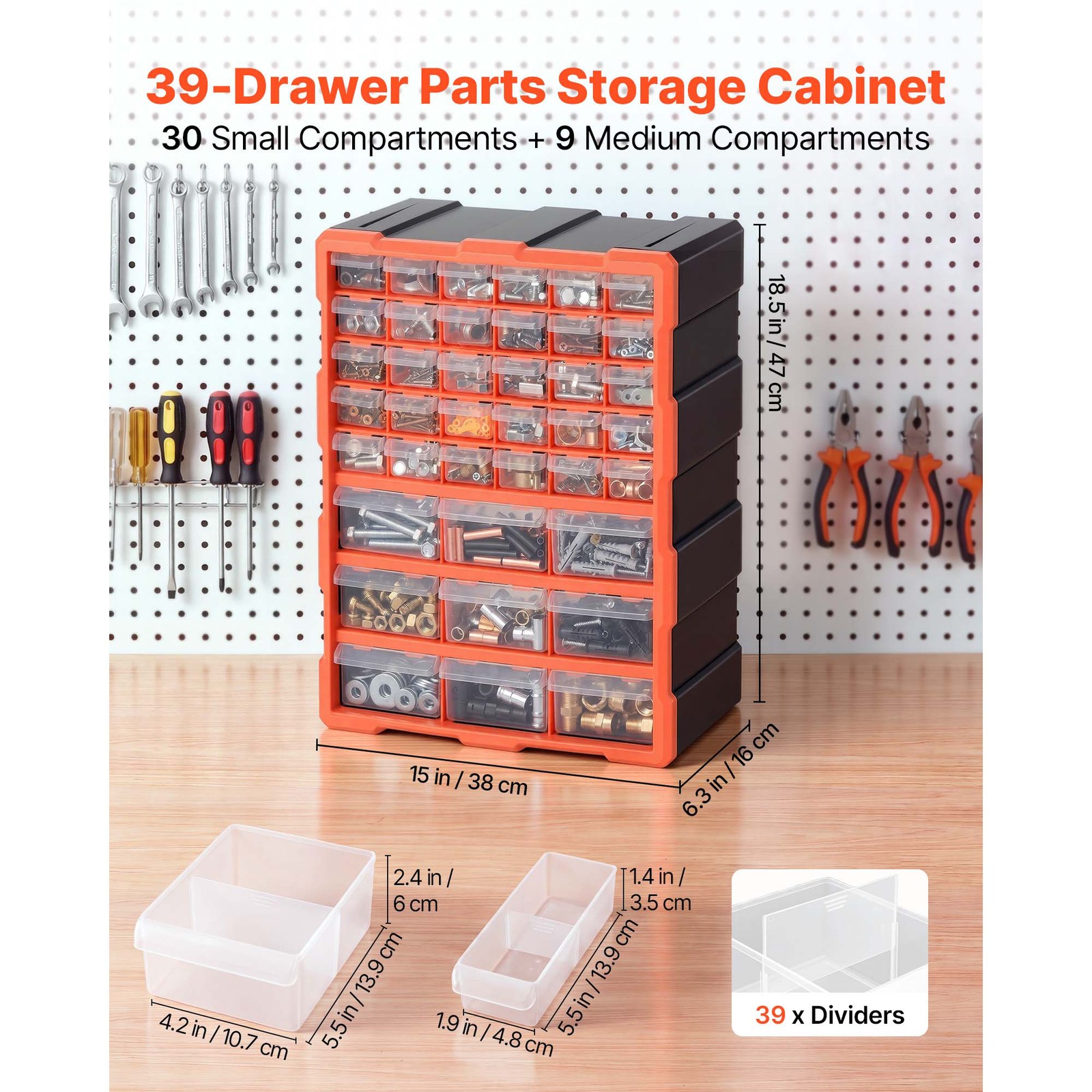 Uimoso 39-Drawer Plastic Storage Organizer Cabinet for Parts and Tools
