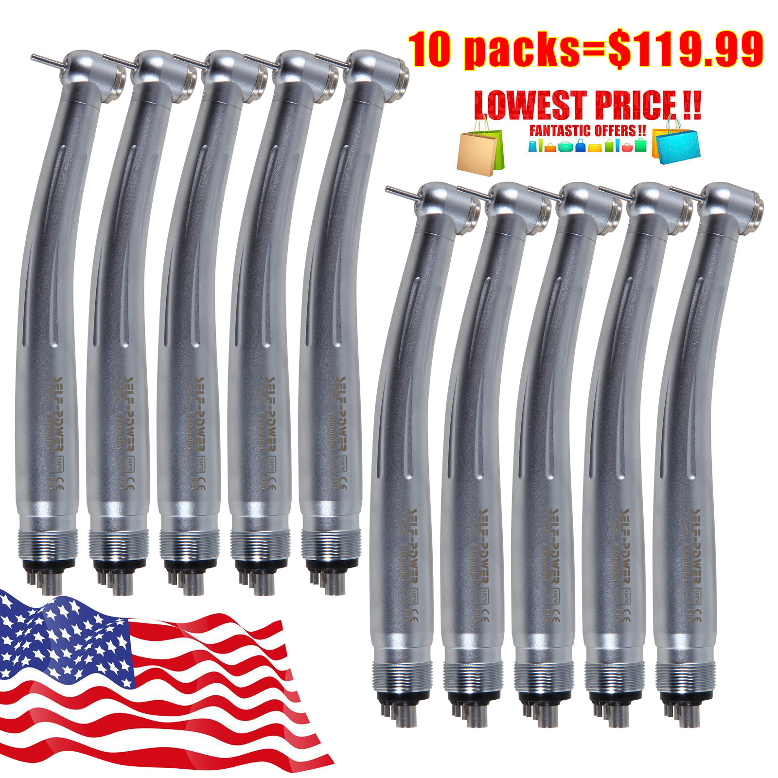 10 * Dental 4 Hole High speed Handpiece Turbina NSK Style Standard Head STNABM