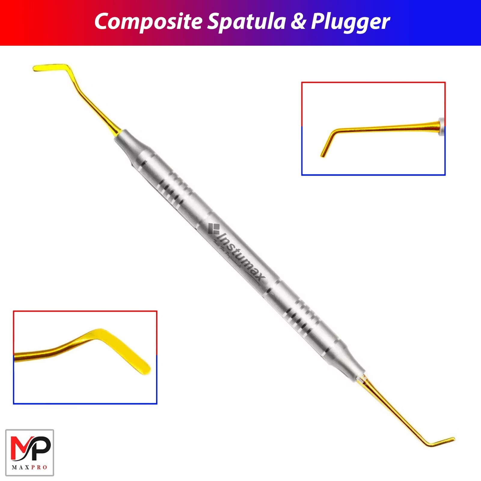 3Pcs Dental Filling Spatula & Plugger Titanium Gold Tips Composite Instruments