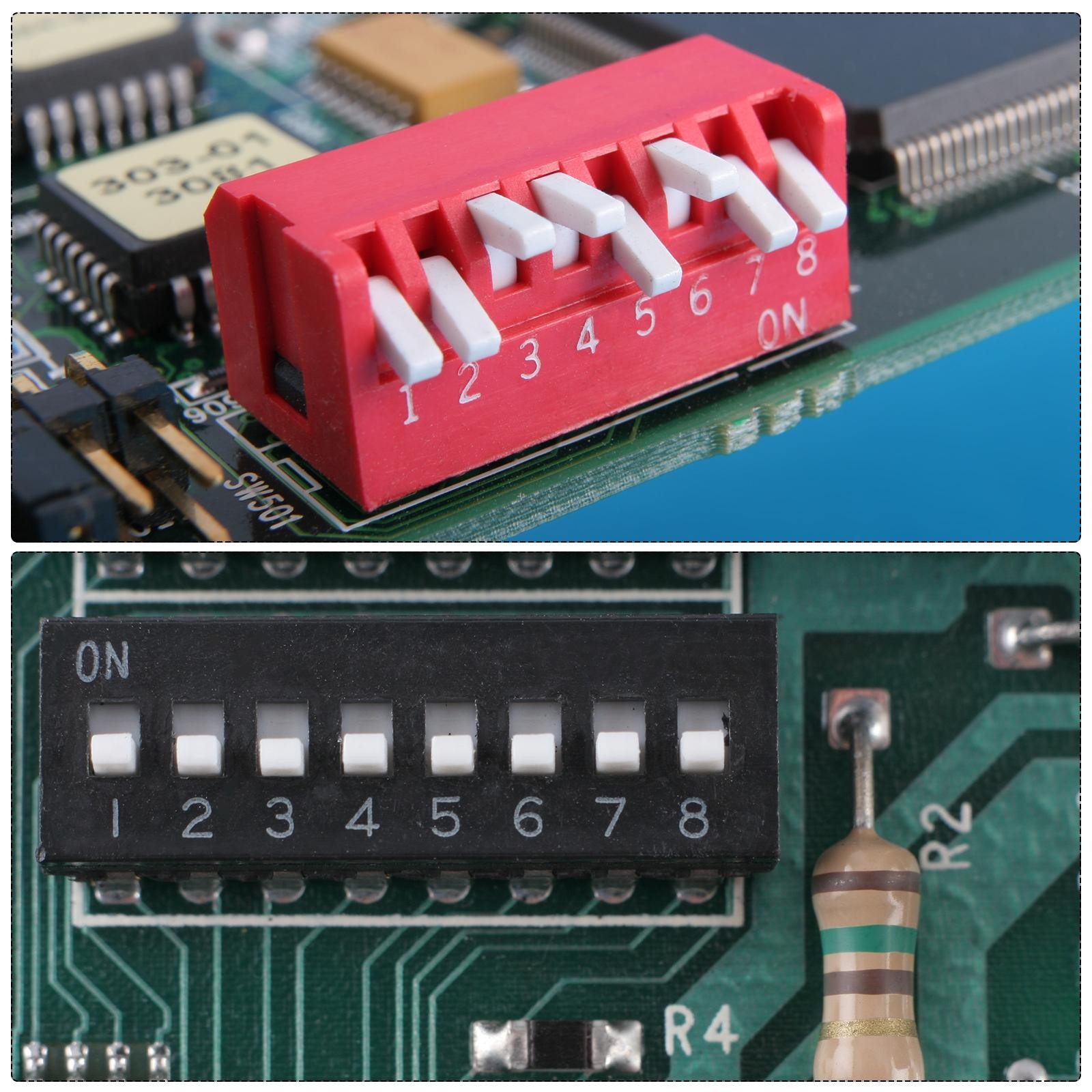 50 Pcs Red DIP Switch 1-2 Positions 2.54mm Pitch for Circuit Breadboards PCB