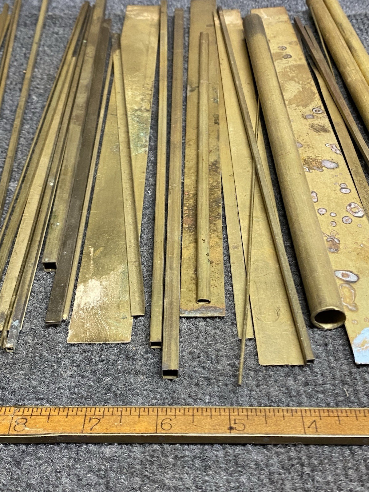 Large Variety Lot Brass Tube Flat Round Square Angle Stock Hobby Machinist 50 Pc