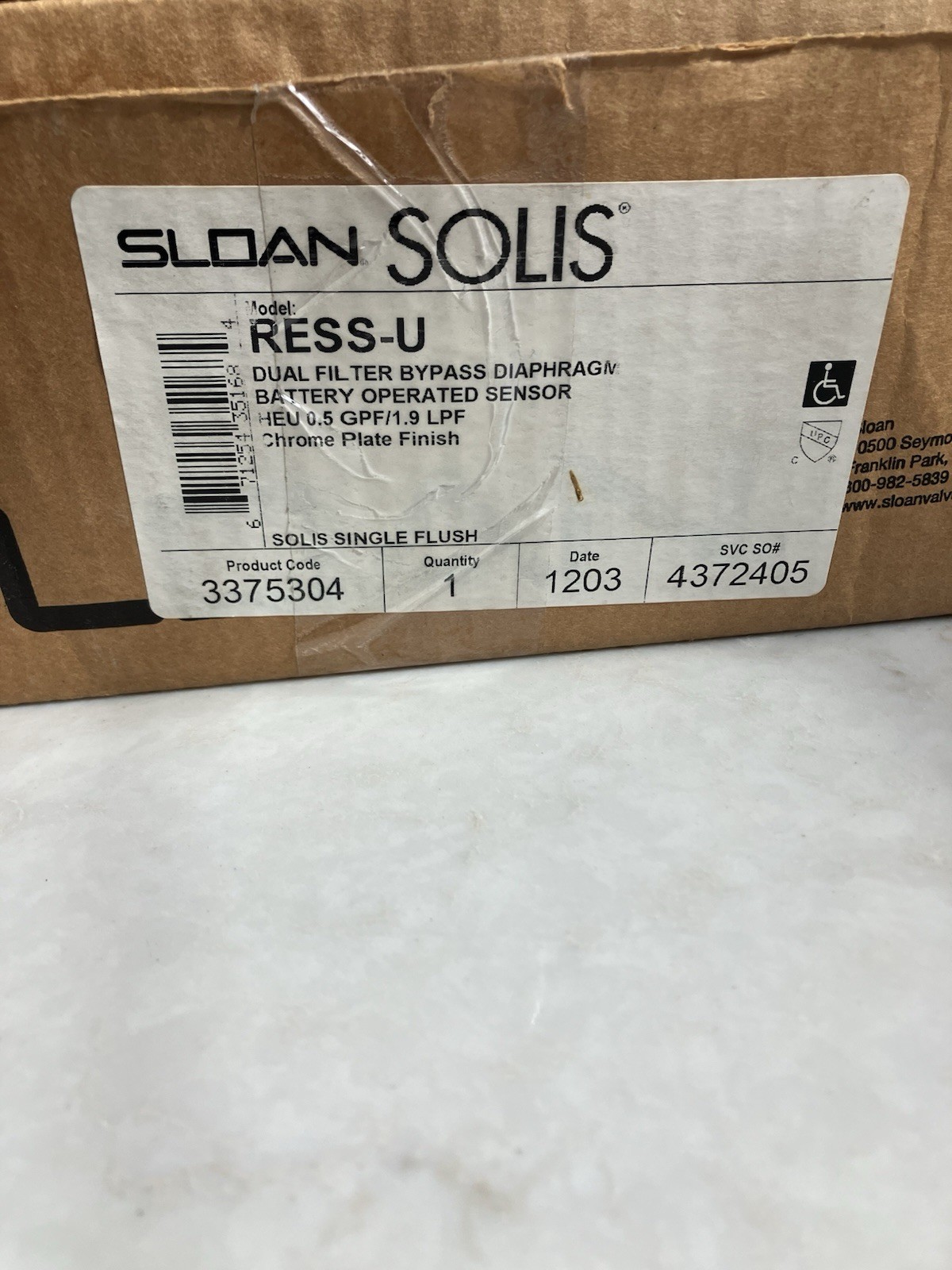 Sloan Solis 3375304 RESS-U HEU 0.5 GPF 1.9 LPF single flush chrome finish
