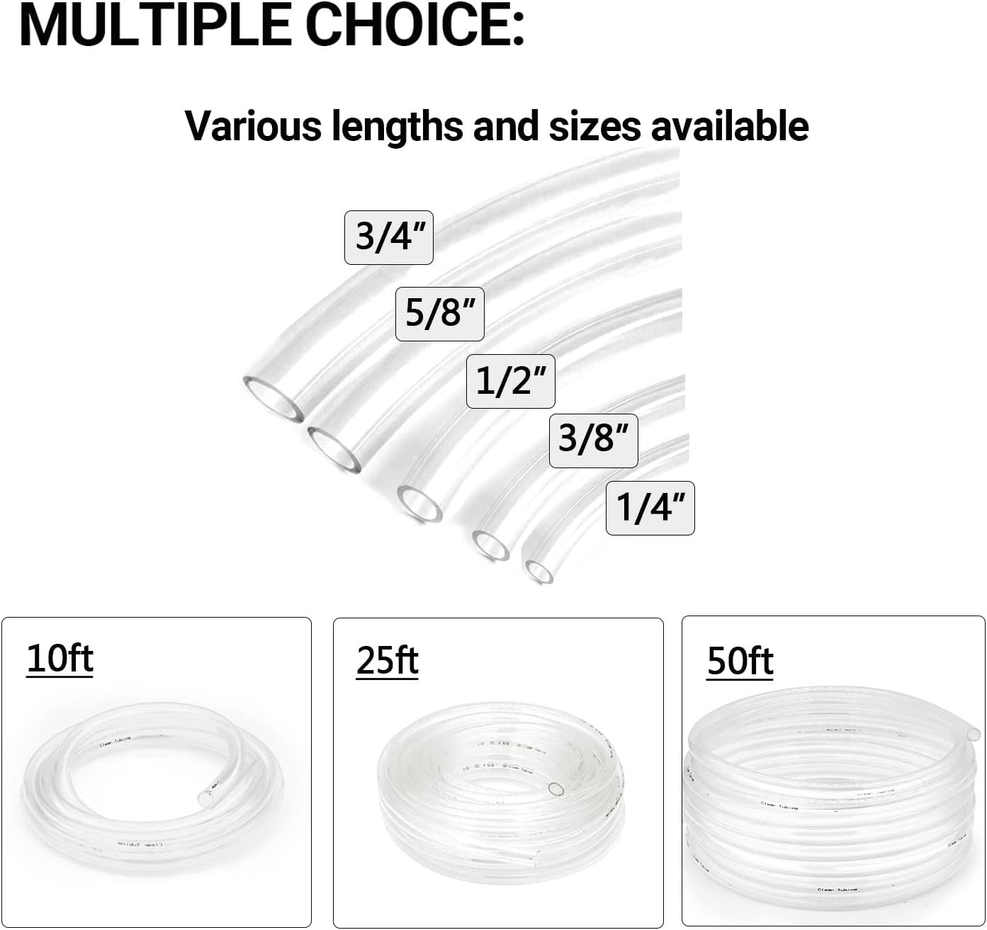 Clear Vinyl Tubing 10ft Flexible PVC Hose Lightweight Non-Toxic