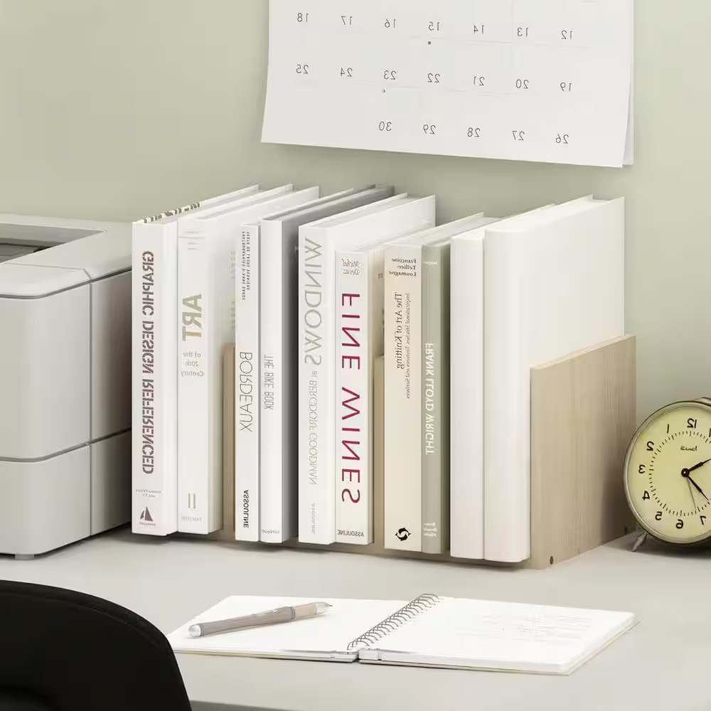 Beige 16.3 In. X 6.6 In. Wood Modern Desk Organizer, Set of 2