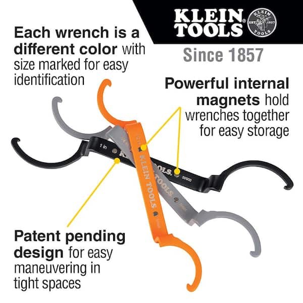Klein Tools 3 Piece Conduit Lockout Wrench Set Tighten and Loosen Locknuts