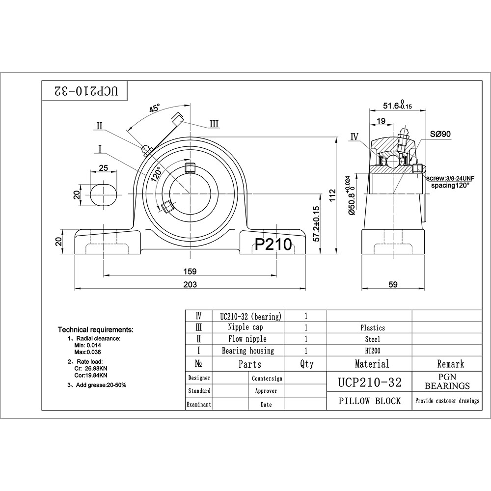 UCP210-32 Solid Base Pillow Block Bearing 2″ Bore Self Aligning 2 Bolt (2 PCS)