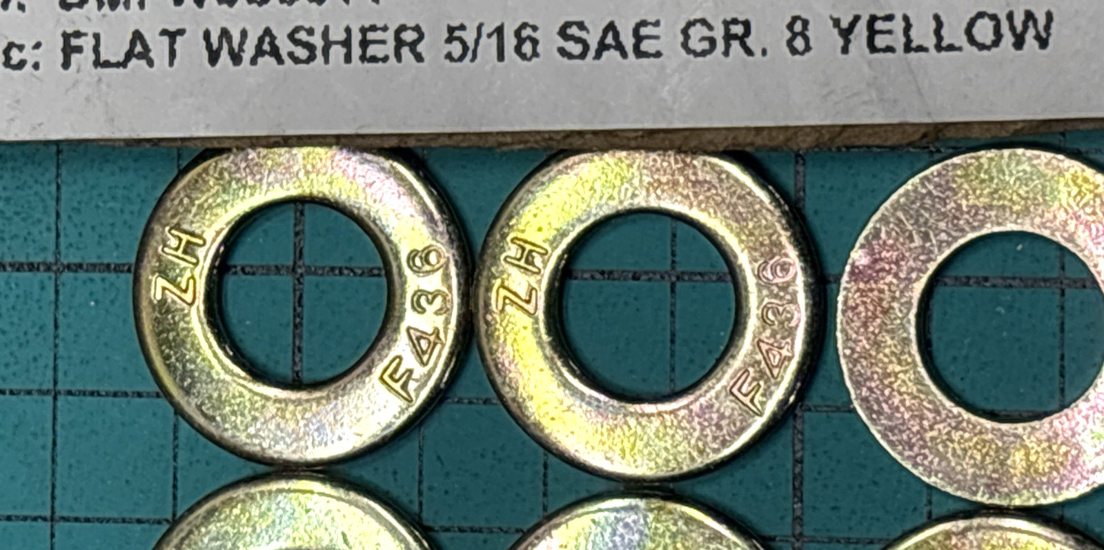 500- 5/16” F436 Structural Flat Washers Zinc Yellow, 11/16” O/D, 0.60” Thick