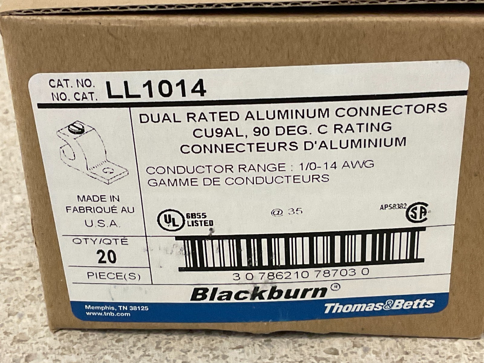 Thomas & Betts LL1014 Aluminum Connectors NEW (Box of 20)