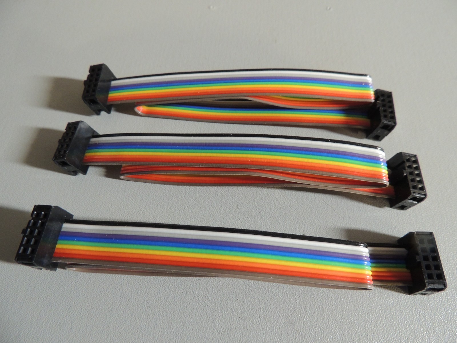 3 pieces 1ft 10-Pin (2×5) Female to Female 2.54mm-Pitch IDC Flat Ribbon Cable