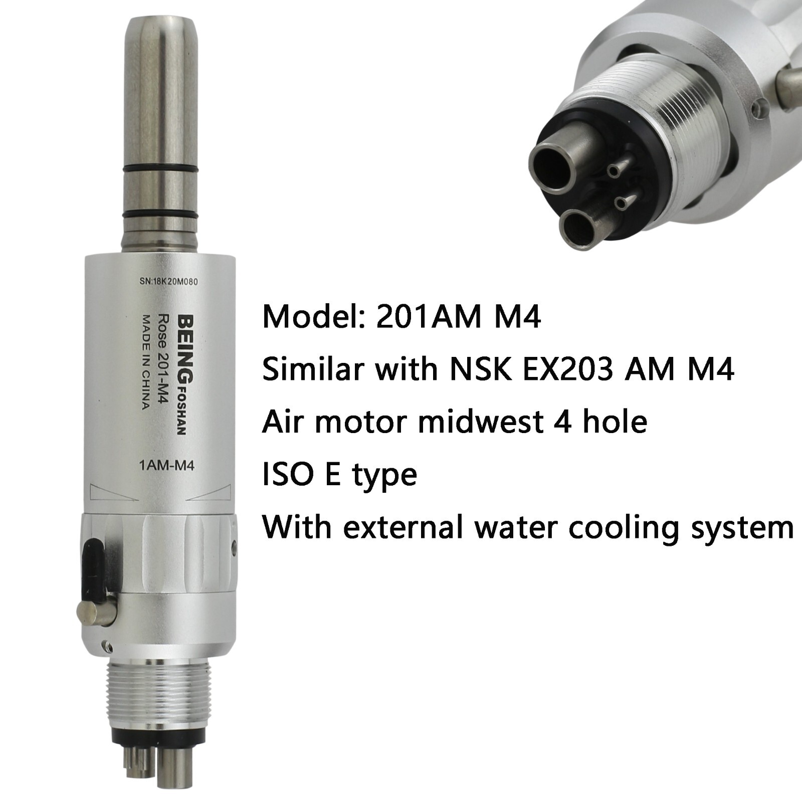 Dental Prophy Hygiene Handpiece 1:1 4:1 Straight Air Motor 4 Hole 360° Swivel