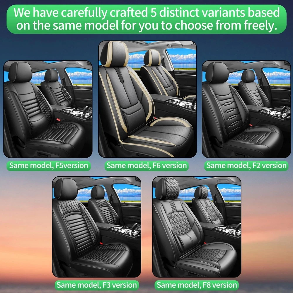 Mazda 3 Seat Covers 2 Front 2009-2025 2026 Waterproof Leather Airbag Black-Beige
