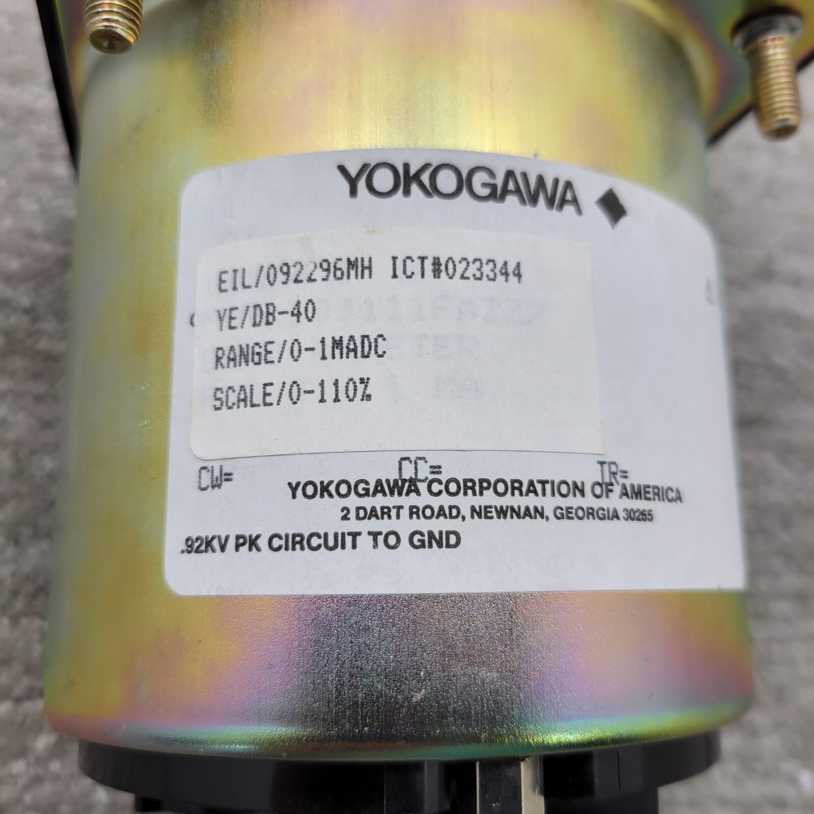 Yokogawa DB40 % Speed Meter M/YE/DB-40 R/O-1DCMA 5/0-110%/PN/081171
