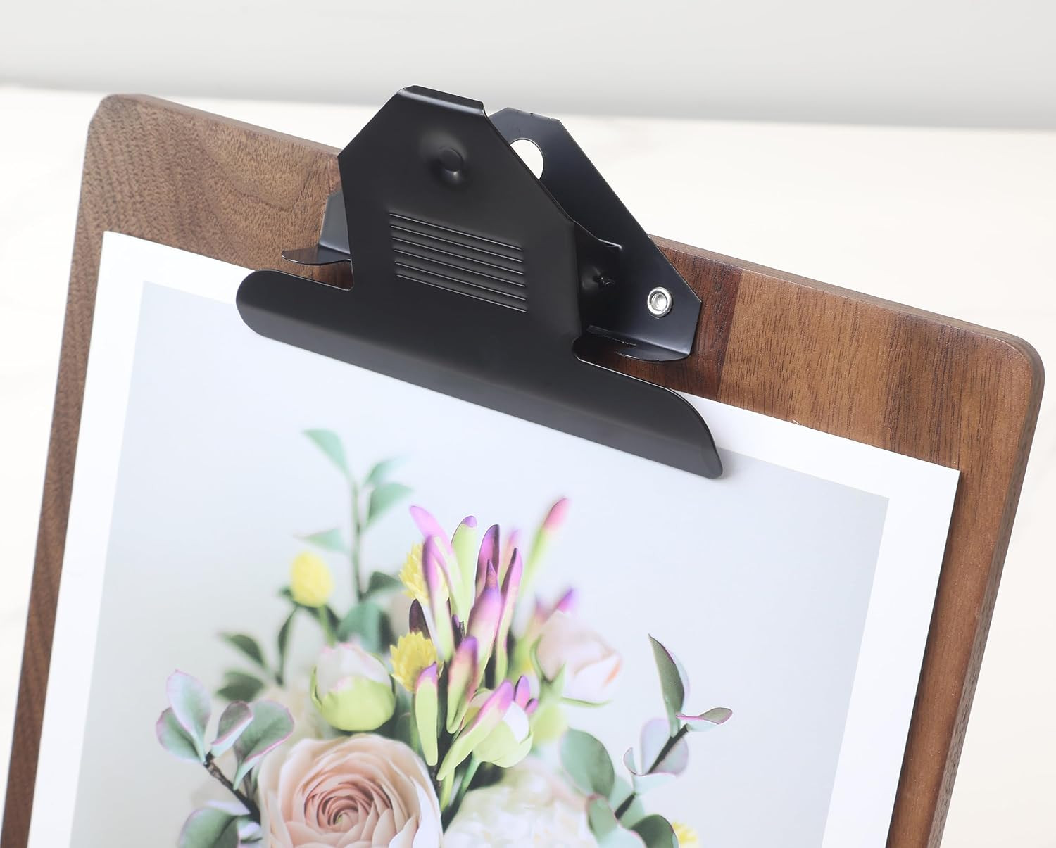 Solid Hardwood Walnut Clipboard with Stand,Wooden Menu Holder