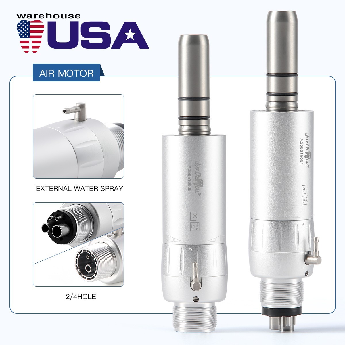 AZDENT Dental Slow Low Speed Handpiece Kit Latch Contra Angle 2Hole 4Hole