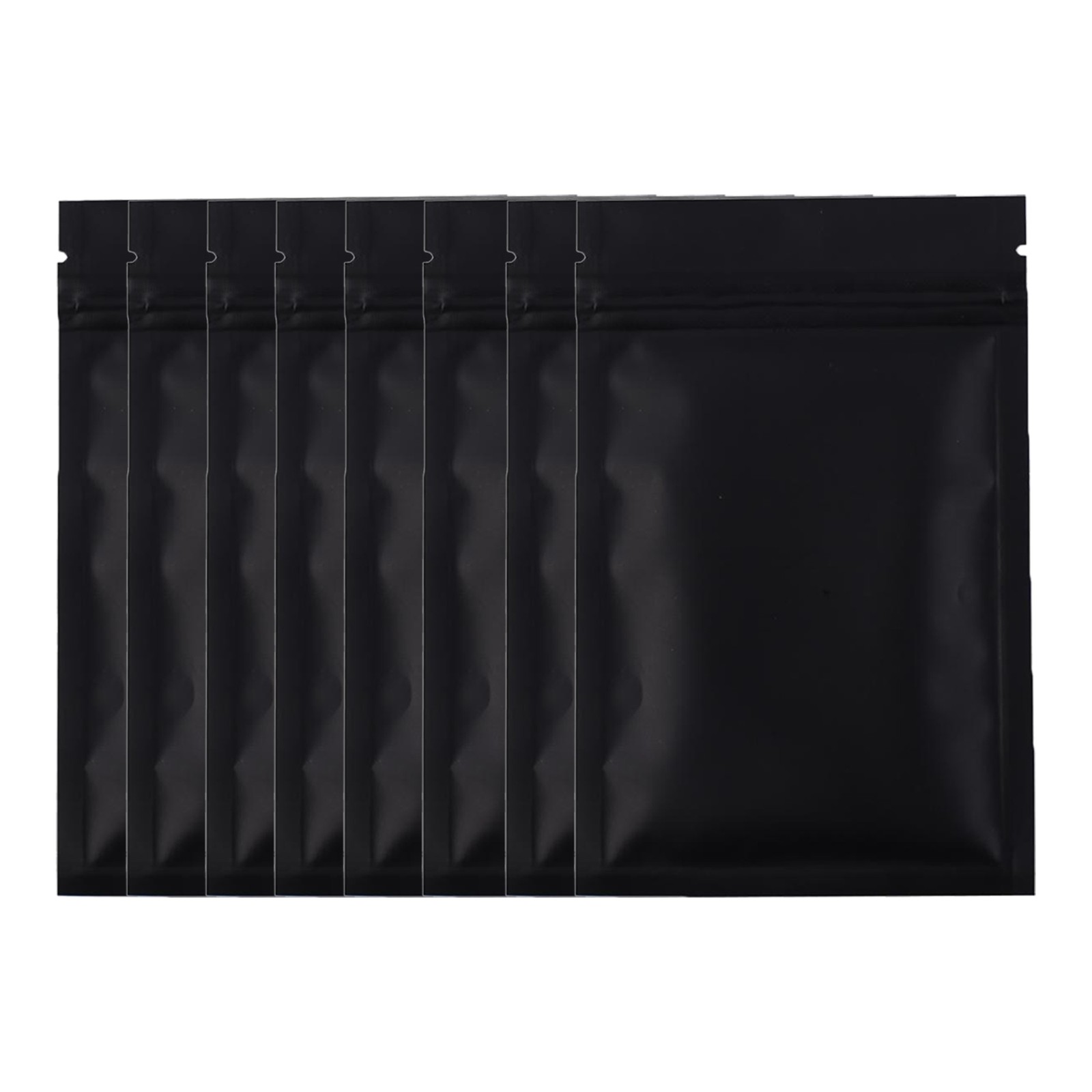 100 Flat Black Metallic Foil Resealable Bags Repacking Pouch w/ Variety of Sizes