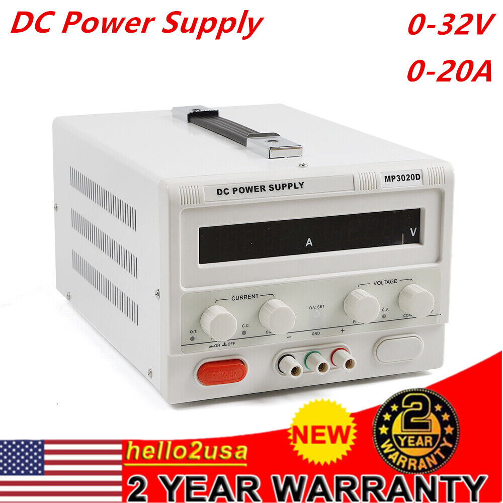 Lab DC Regulated Power Supply 0-32V 20A Variable LED Display Protable for Lab