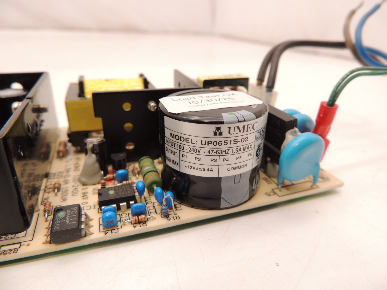 UMEC 12V DC 5.4A Open Frame Power Supply Board UP0651S-02 w/ Connectors