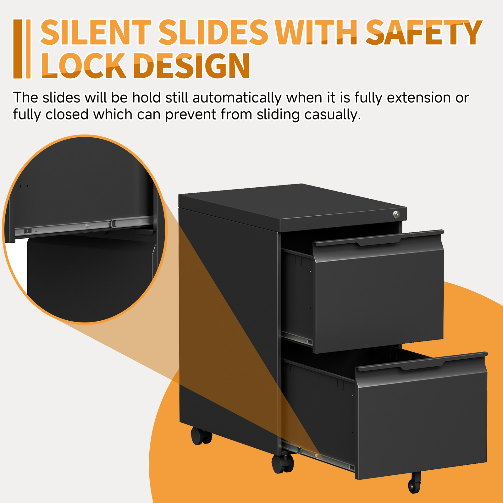 2 Drawer Mobile File Cabinet, Under Desk Storage Cabinet With Lock Office Filing