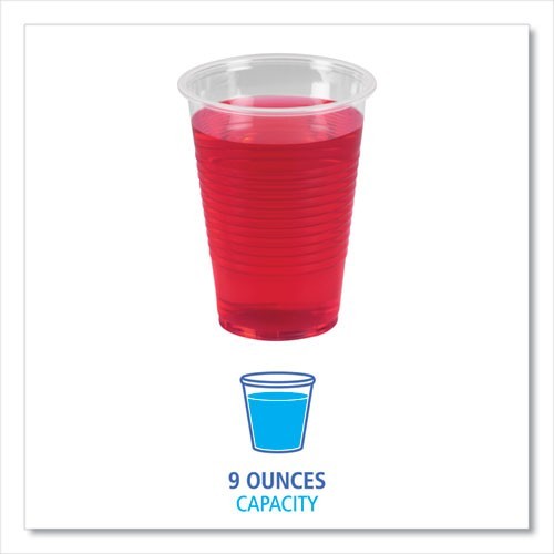 Boardwalk Translucent Plastic Cold Cups, 9 oz, 100/Sleeve, 25 Sleeves/Carton