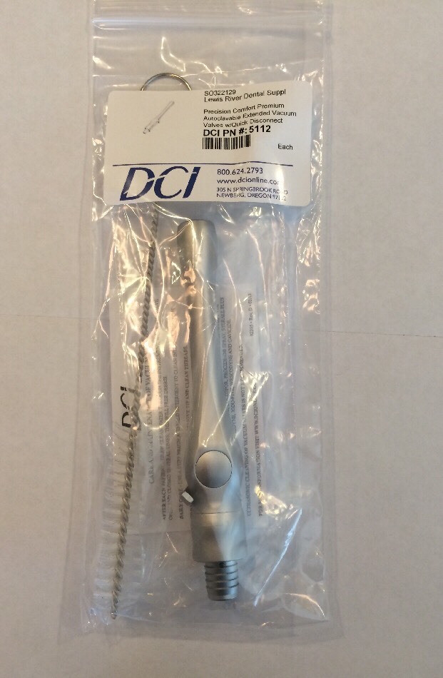 Premium Extended Vacuum Valve Precision Comfort Dental Quick Disc. HVE DCI 5112