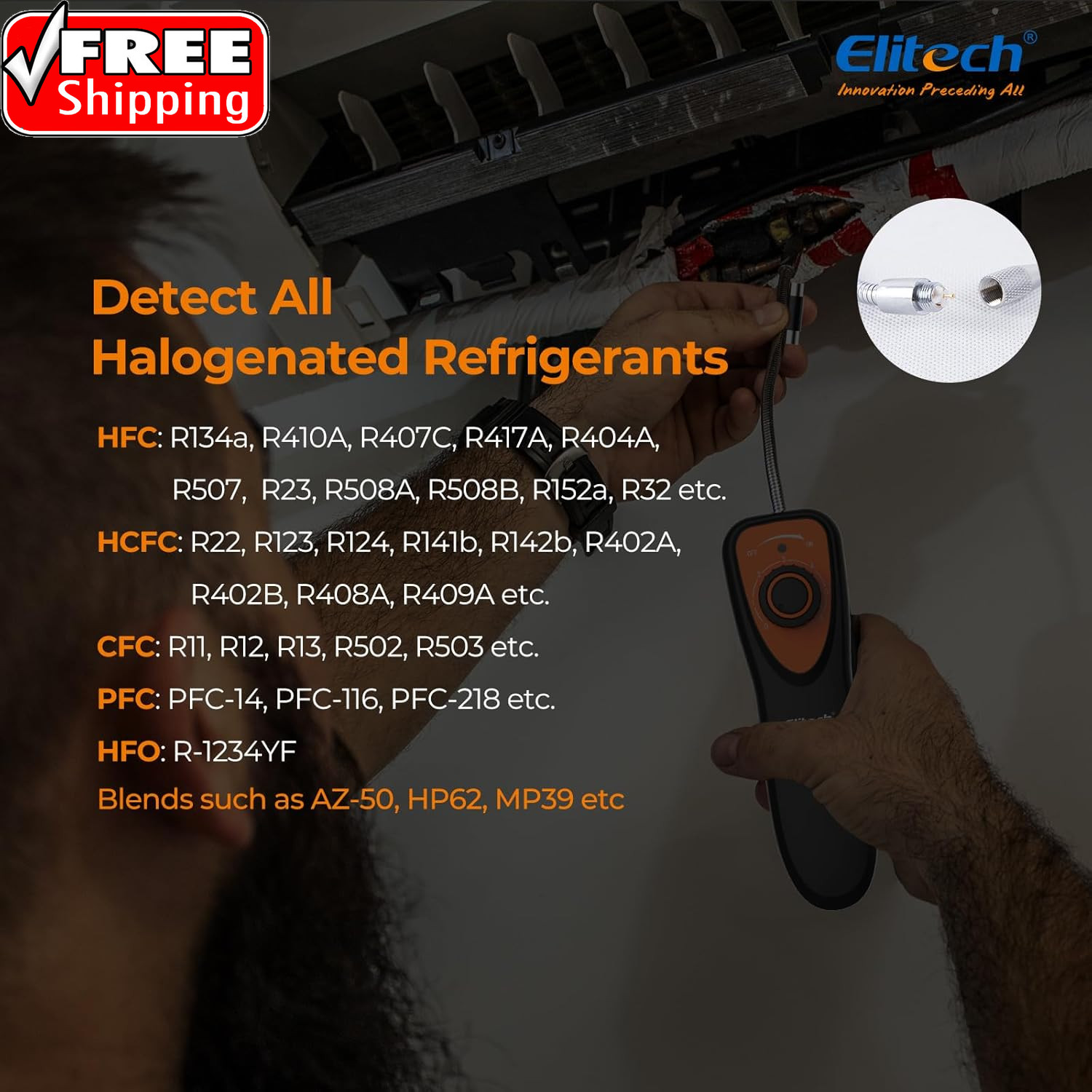 Refrigerant Leak Detector, CLD-100 Freon Leak Detector Car HVAC Halogen Refriger