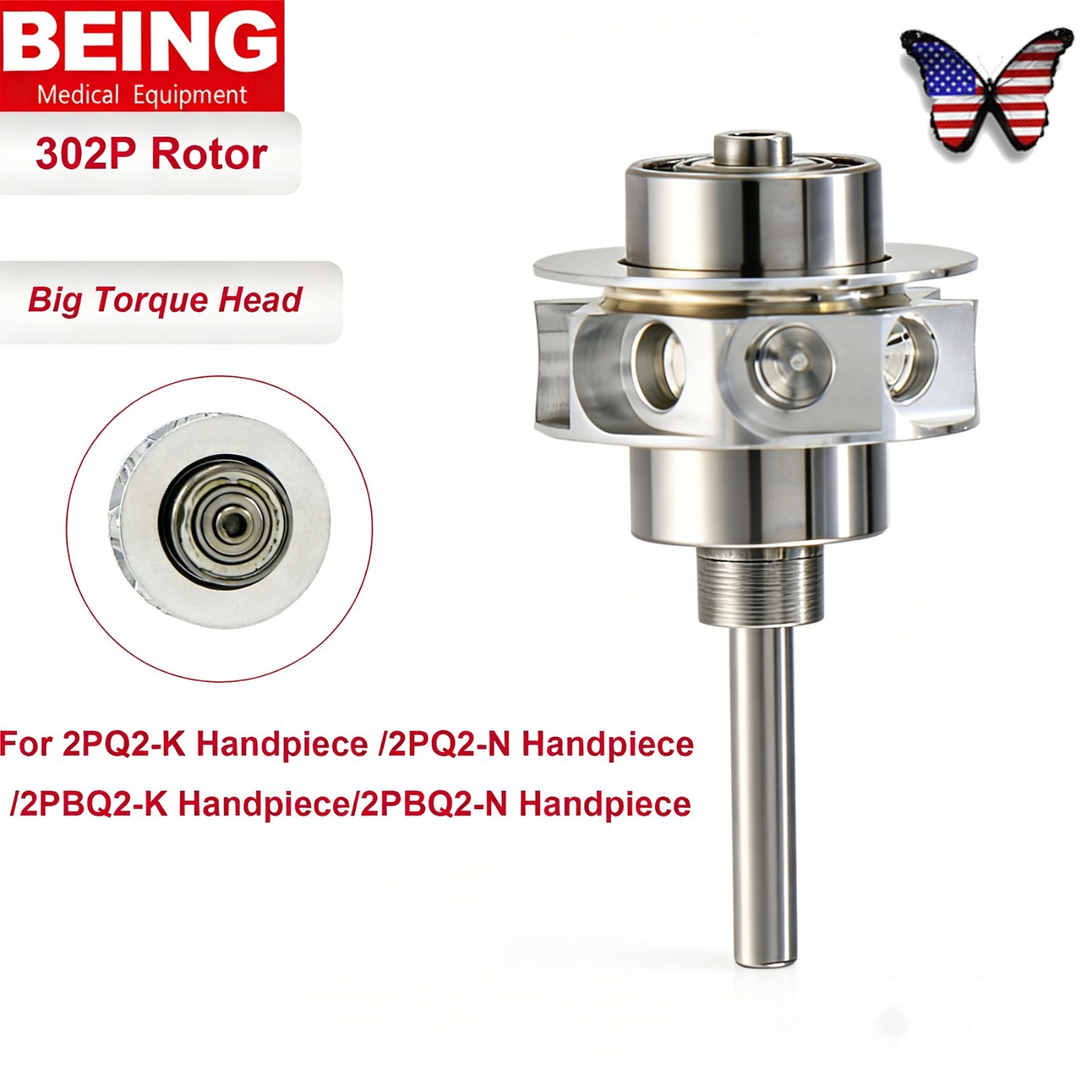 Lotus 302PQ-M4 BEING Dental High Speed Turbine Handpiece KaVo MULTIflex Coupler