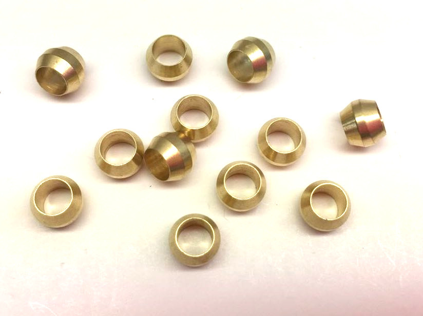 4mm ID x 12pcs Brass Compression Sleeve Ferrule Olive Barrel Ring Soft Copper