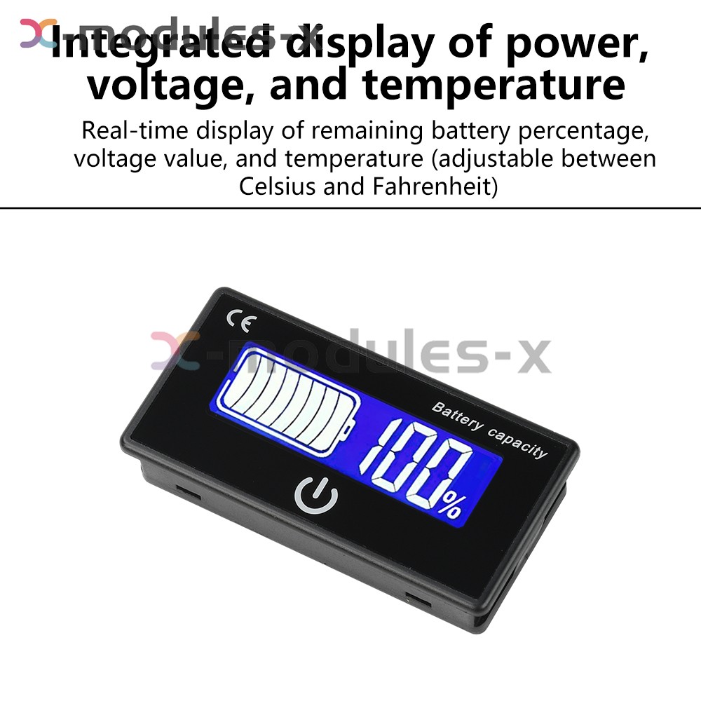 DC8-100V Battery Indicator Percentage Battery Voltage & Temperature Tester Meter
