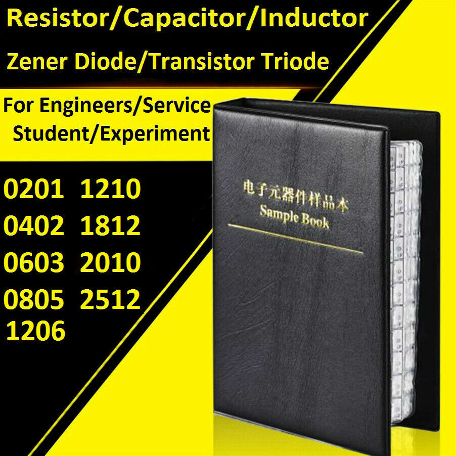 0201/0402/0603/0805/1206 SMD Resistors/Capacitors Etc. Samples Book Assorted Kit