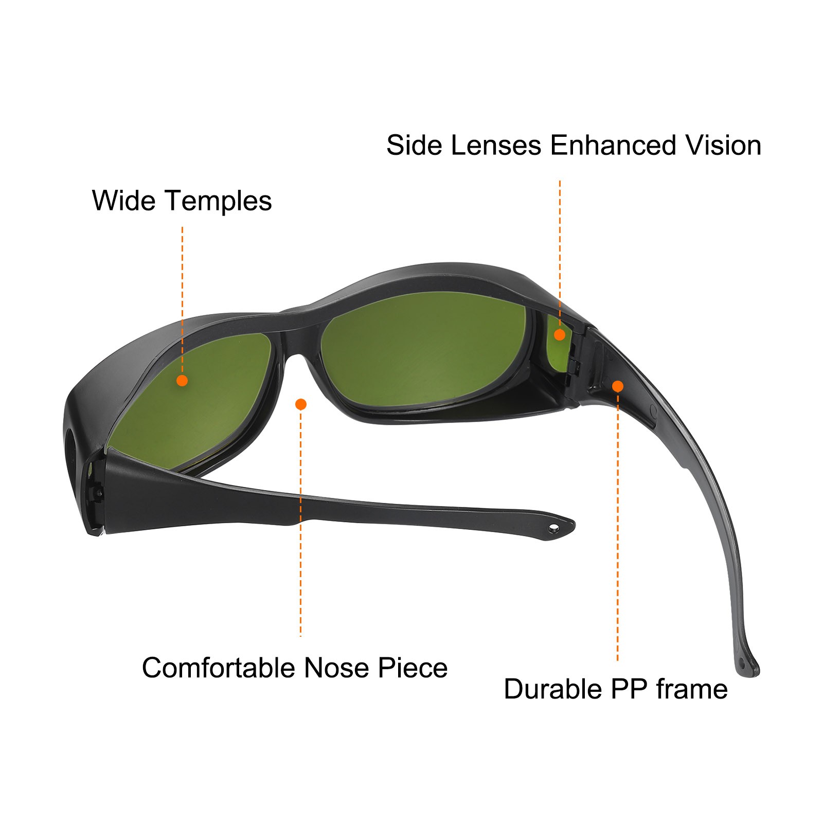 Welding Glasses IR Shade 3 Green CE Certified Protective Glasses Wrap-Around Len