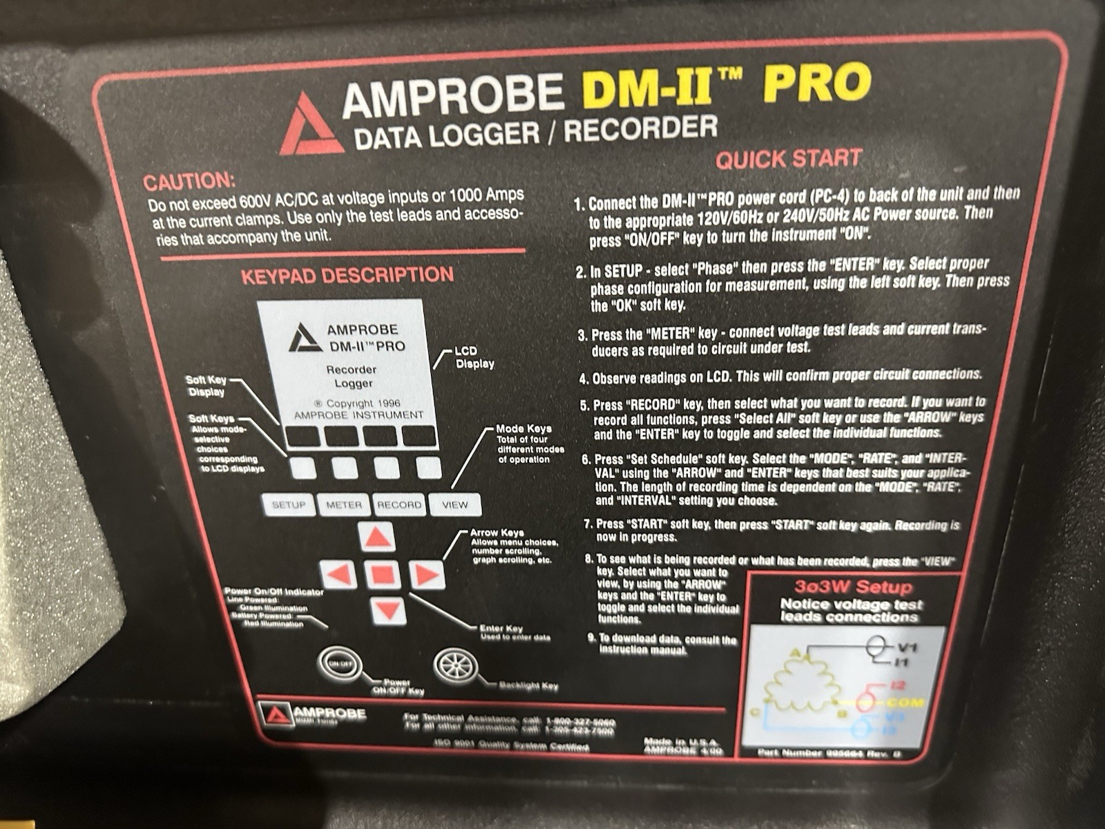 Amprobe DM-II Data Logger Recorder Part 995750. Used with Accessories and Case