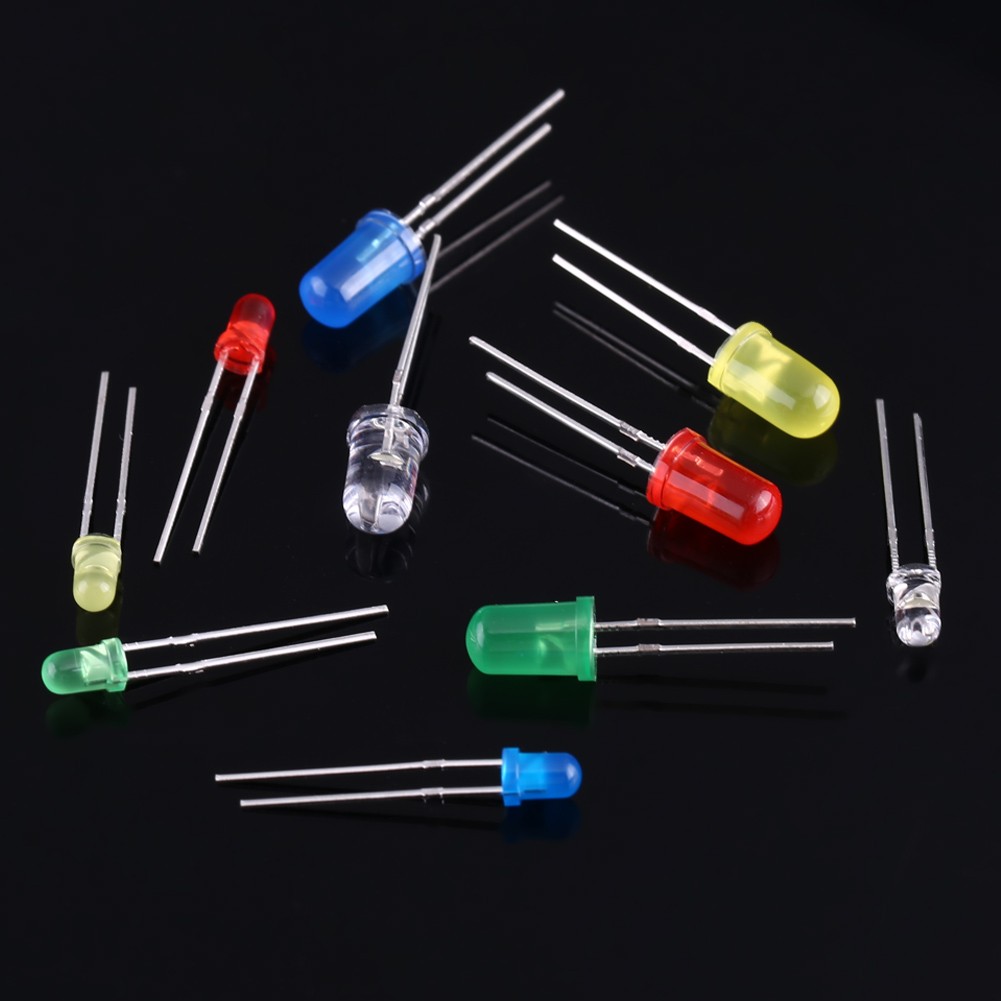 300pcs 3mm 5mm LED Light White Yellow Red Blue Green Assortment Diodes Kit T