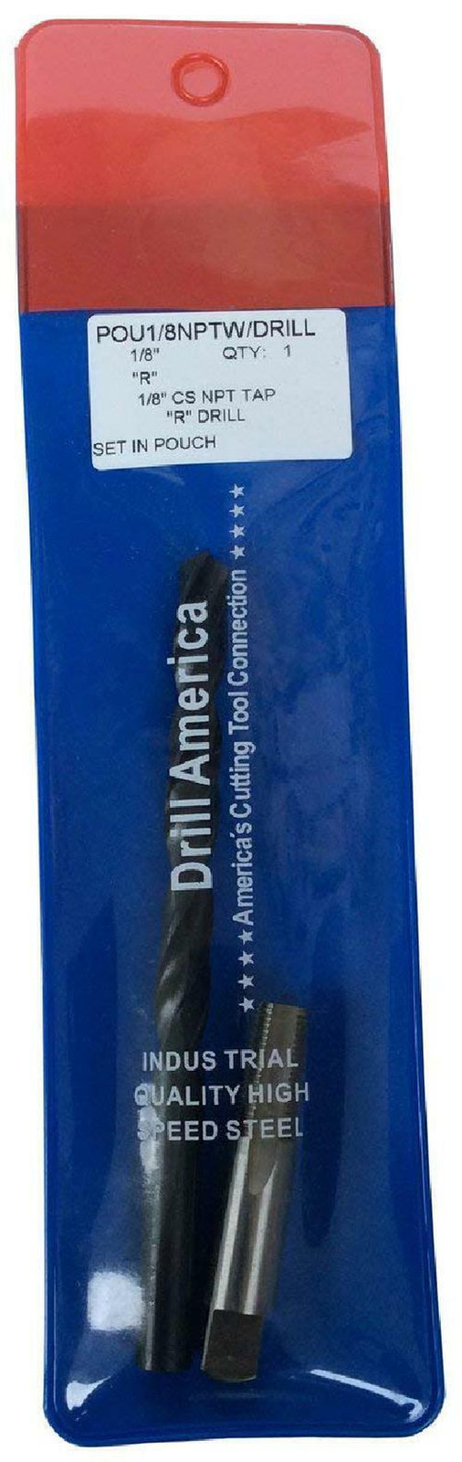 Drill America 1/8″ Carbon Steel Npt Pipe Tap and R High Speed Steel Drill Bit Se