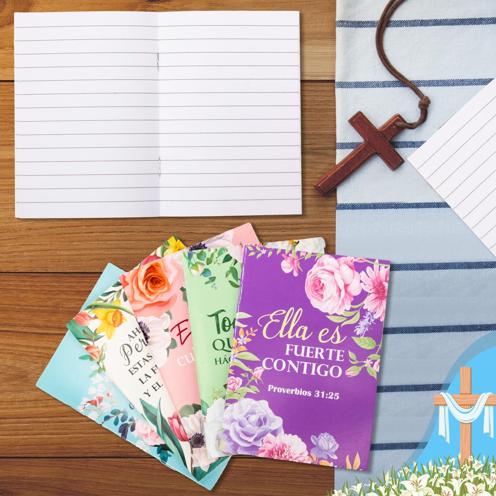 50pcs Small Spanish Christian Notebooks, Mini Floral Pocket Notepads Gifts fo…