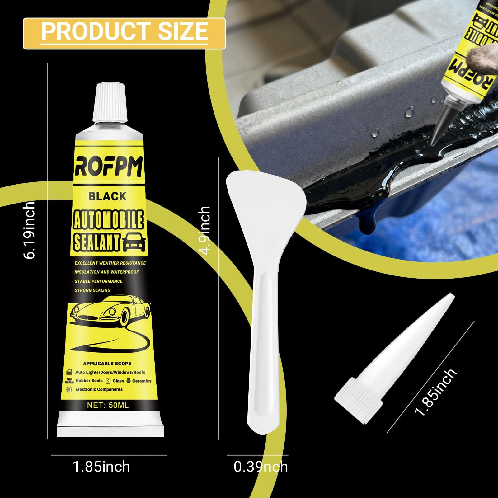 Automotive Adhesive Sealant Black, 100ml Auto Body Glue Heat Resistant, Silic…