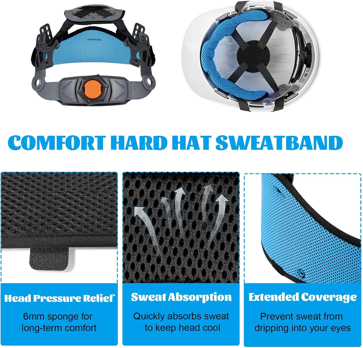 Hard Hat Sweatbands, Reusable Hard Hat Cooling Liner Replacement for Most