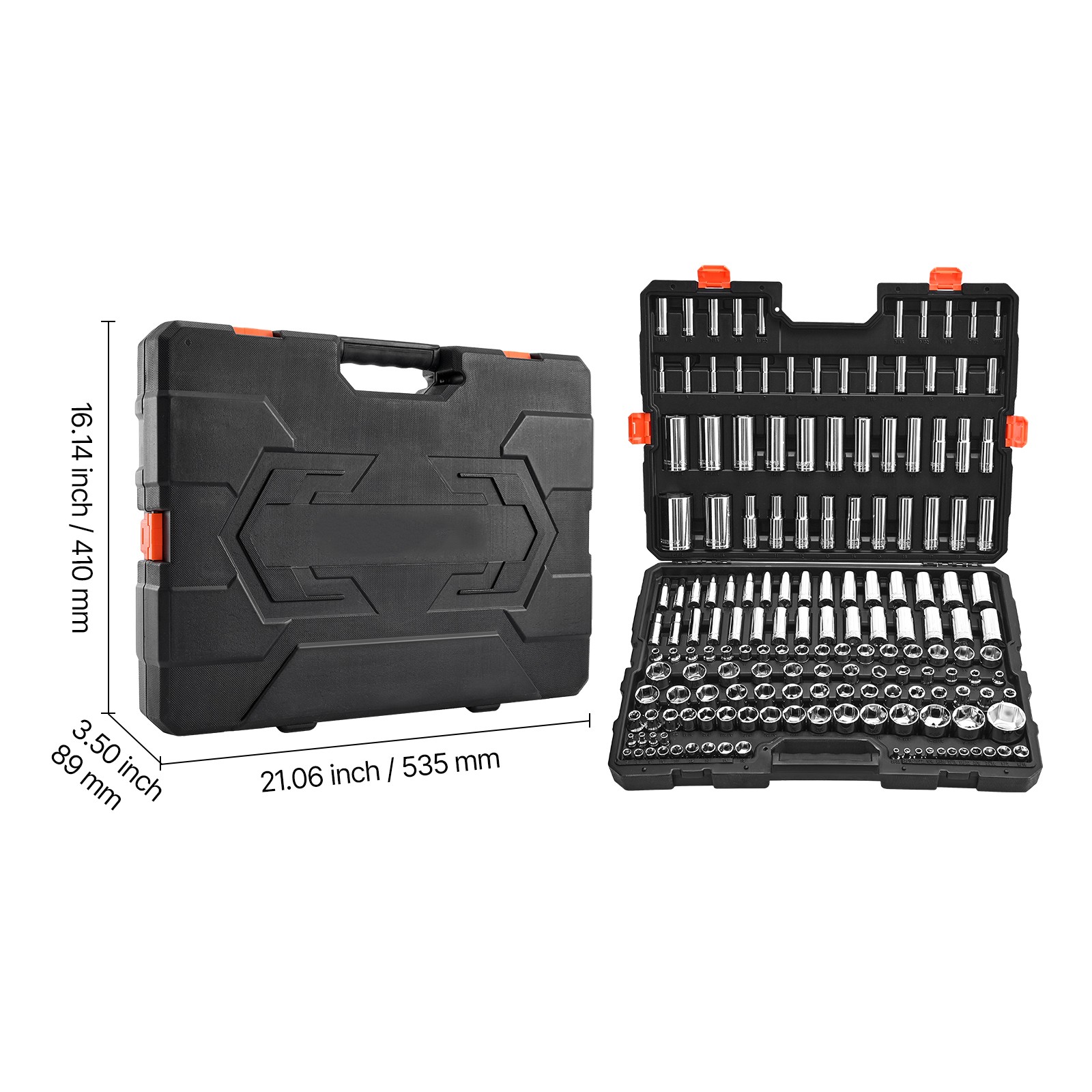 Uimoso 163-Piece Socket Tool Set for Auto Repair, 3 Drive Sizes Included