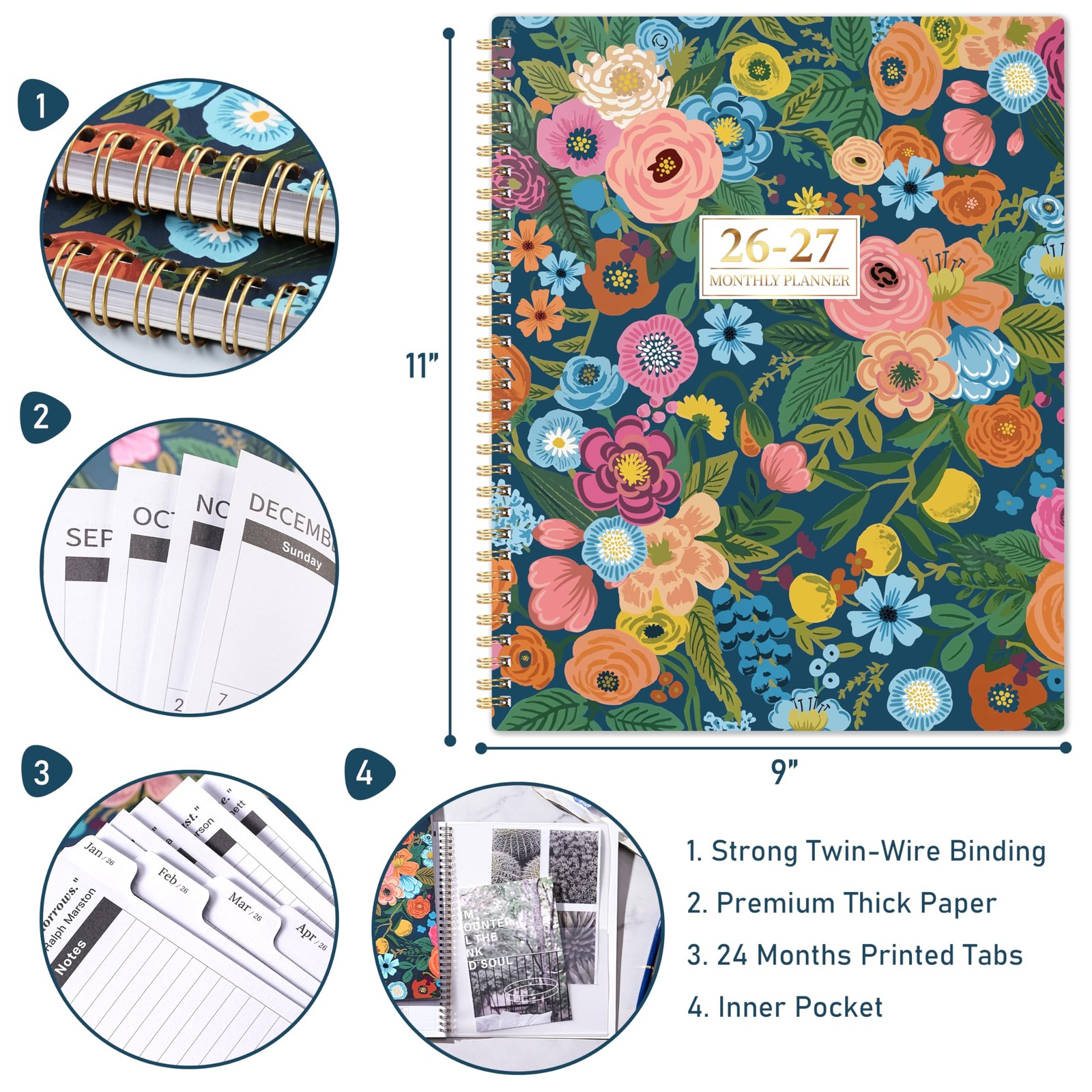 2026-2027 Monthly Planner – 2026-2027 Planner, Jan. 2026 – Dec. 2027, 9 x 11,…