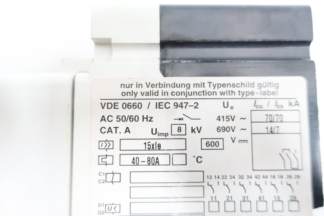 Siemens VDE0660/IEC947-2 3VF3111-6DN71-0AA0 Manual Starter 40-80a Amp