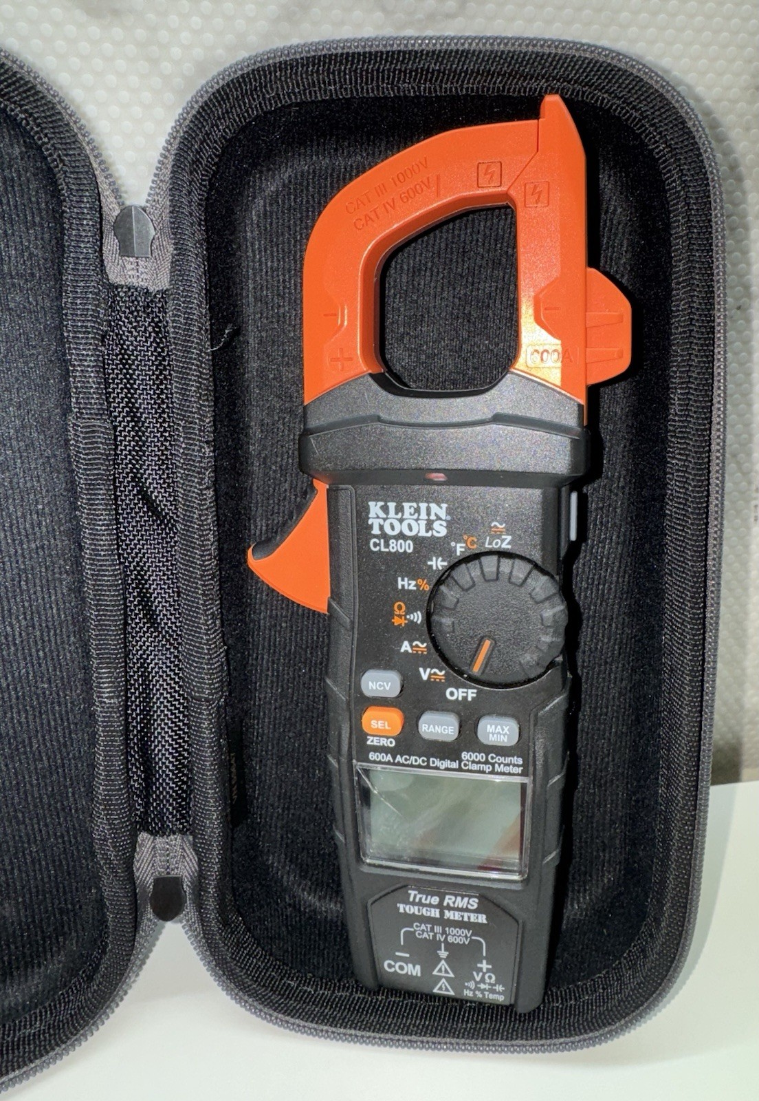 Klein Tools CL800 True RMS AC/DC Digital Clamp Meter w/ Leads Case Tested Works