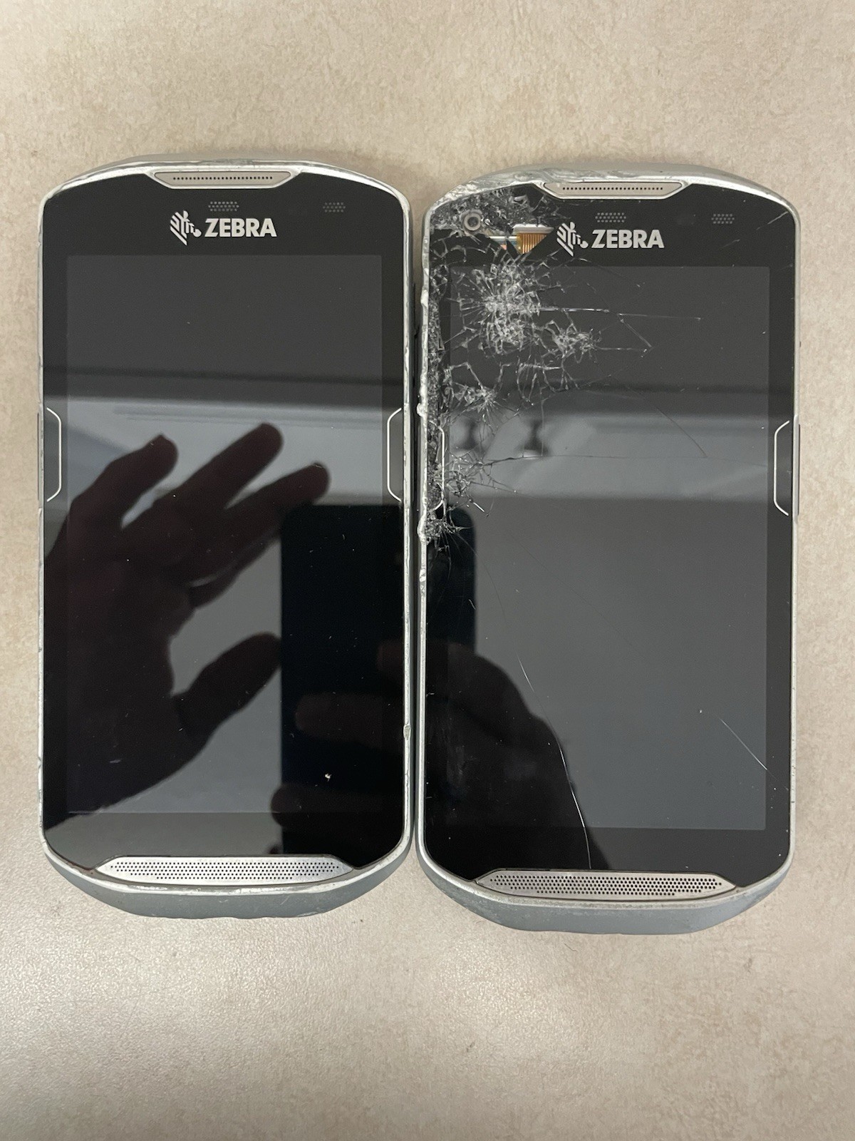 Lot of (2) Zebra TC56CJ-1PAZU4P-25 Mobile Computer AS IS FOR PARTS NOT WORKING